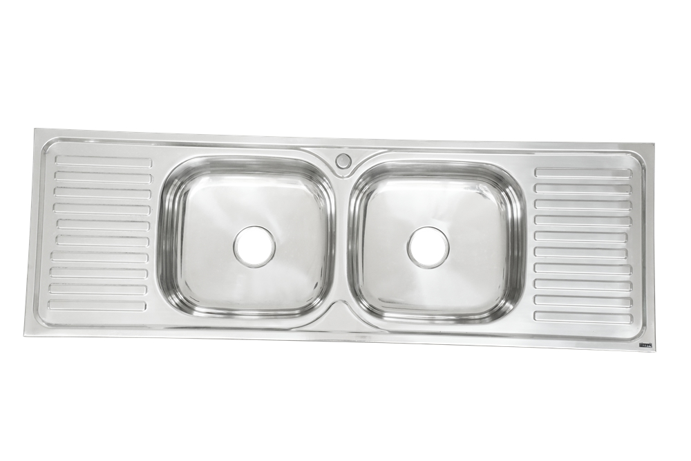 2 Bowl Stainless Steel Sink with Drainer Board