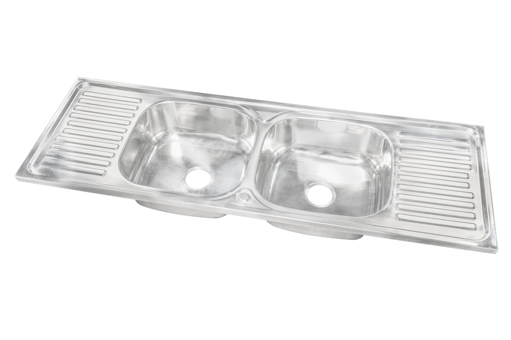 2 Bowl Stainless Steel Sink with Drainer Board