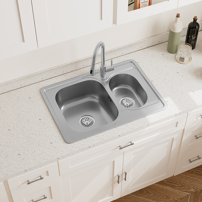 Topmount Small Double Bowl Sink
