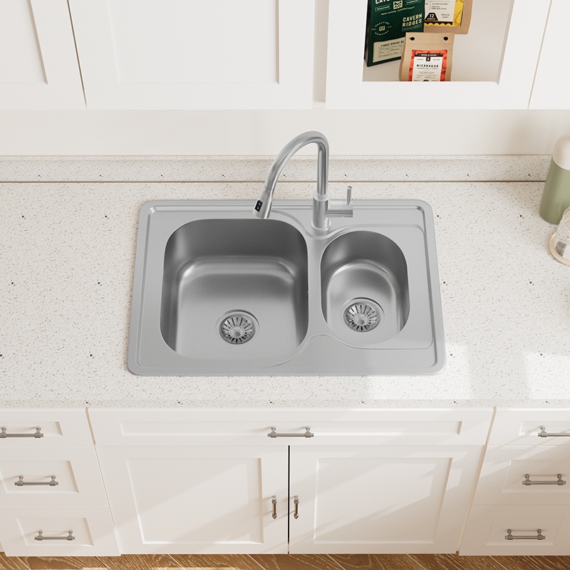 Topmount Small Double Bowl Sink