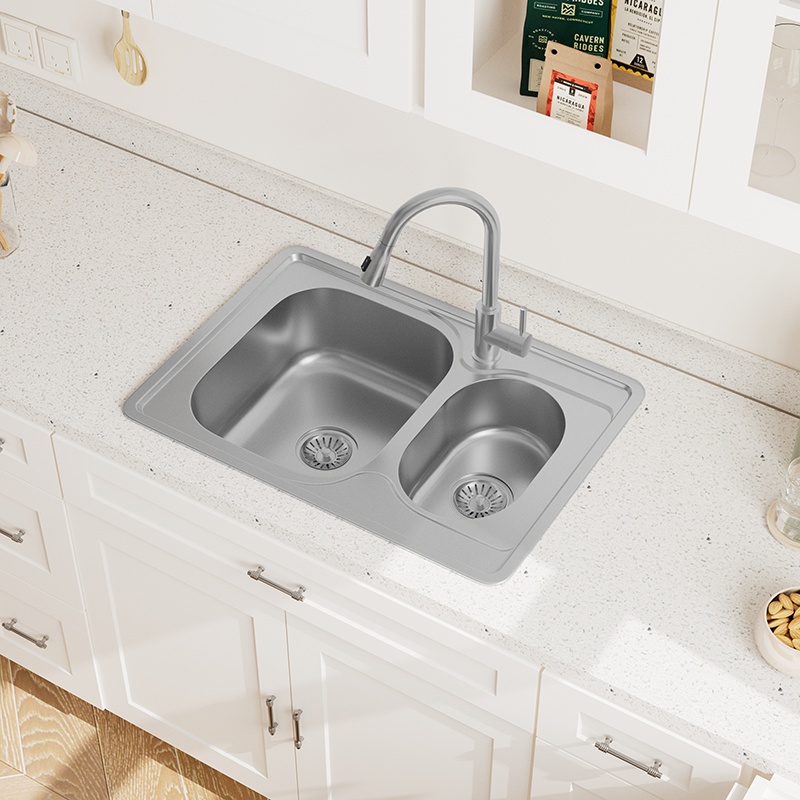 Topmount Small Double Bowl Sink