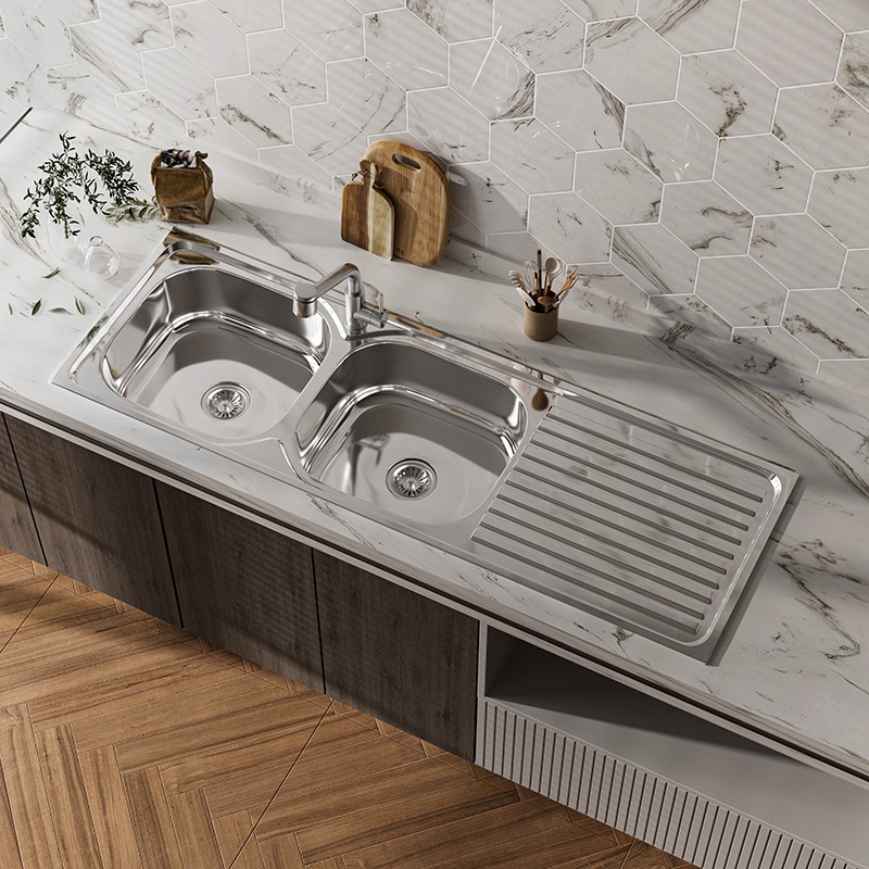 Large Double Bowl Kitchen Sink