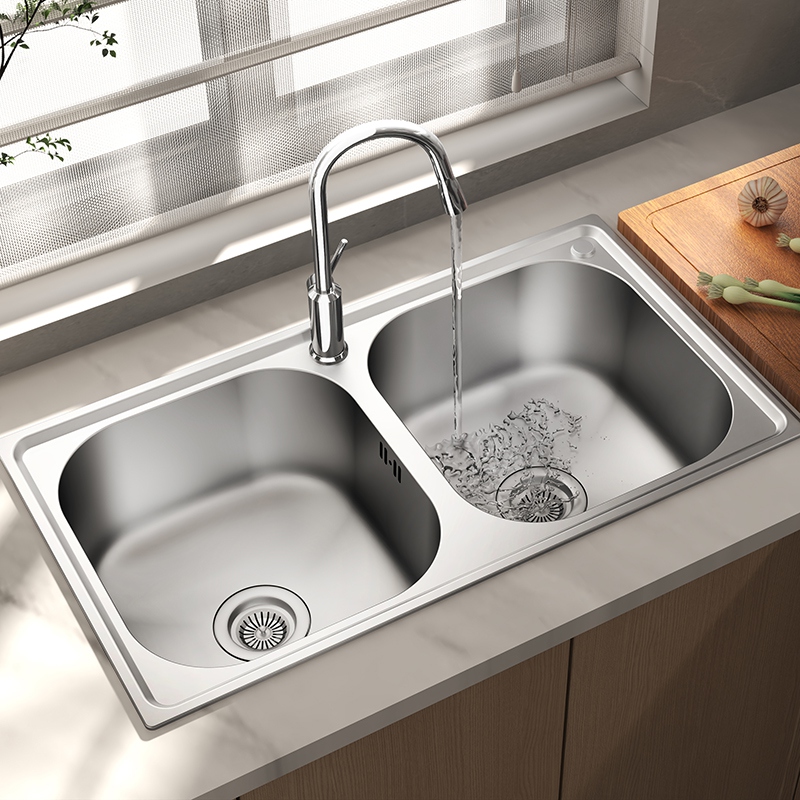 50/50 Double Bowl Stainless Steel Kitchen Sink