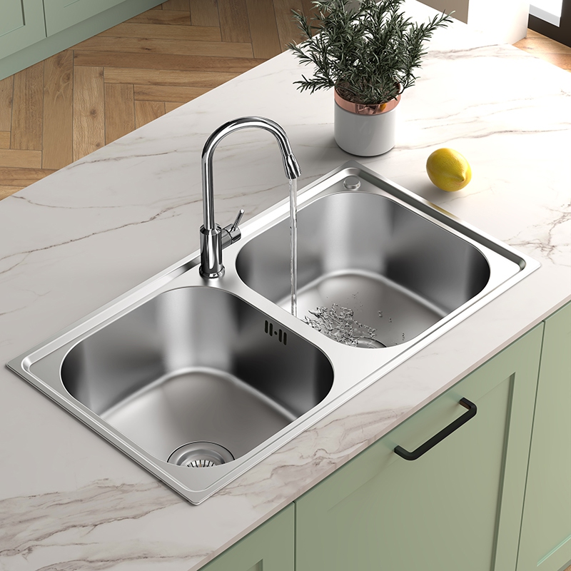 50/50 Double Bowl Stainless Steel Kitchen Sink